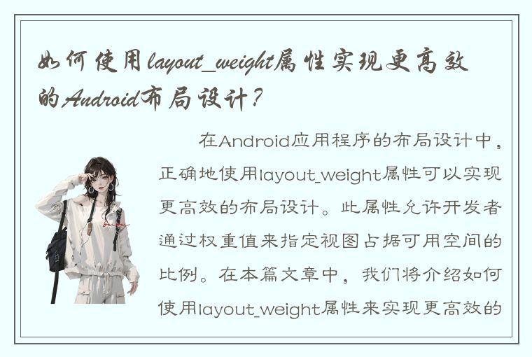 如何使用layout_weight属性实现更高效的Android布局设计？