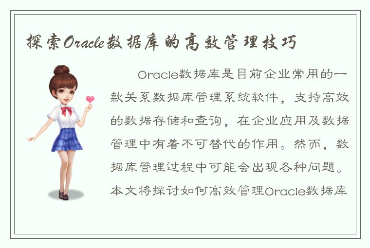 探索Oracle数据库的高效管理技巧